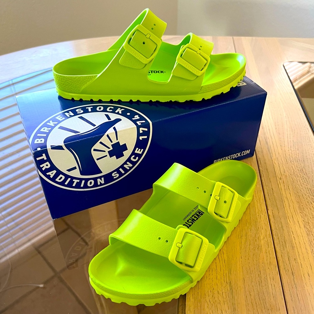 NIB NWT Birkenstock Sandals Slides EVA Active Lime Green 38